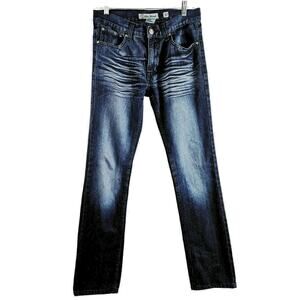 VTG EUC Old Skool Straight Leg 3D Whiskers Faded Jeans Sz. 30X31 Dark Wash